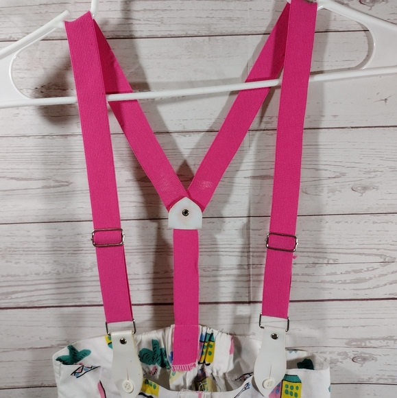 80s Overall Suspender Shorts outfit tropical - Picture 12 of 16